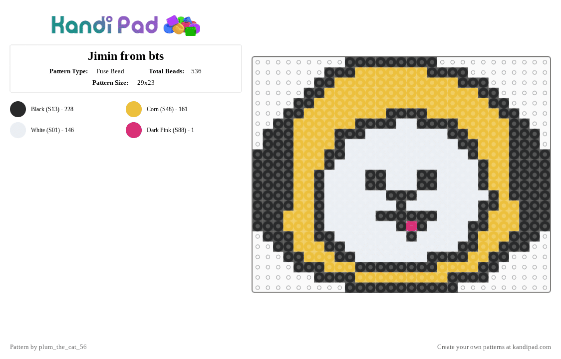 Jimin from bts - Fuse Bead Pattern by plum_the_cat_56 on Kandi Pad - yellow