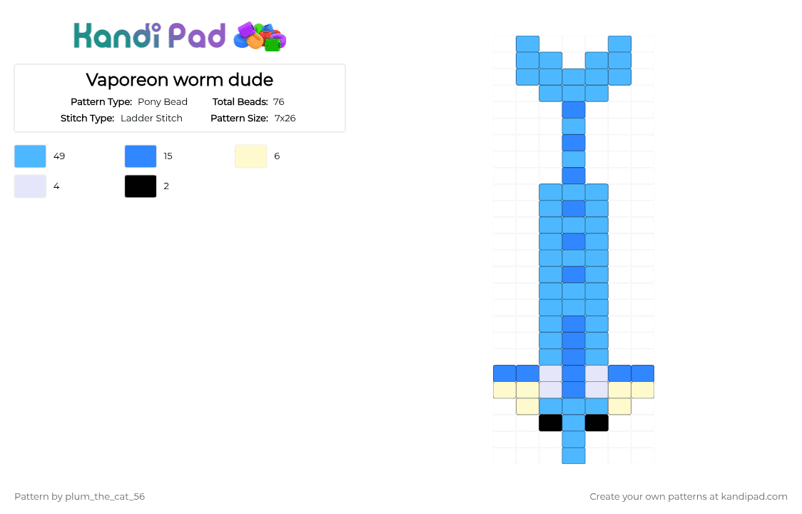 Vaporeon worm dude - Pony Bead Pattern by plum_the_cat_56 on Kandi Pad - light blue,pokemon
