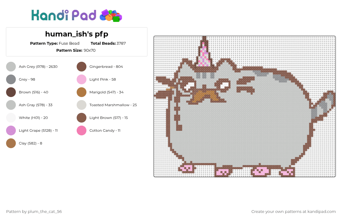 human_ish\'s pfp - Fuse Bead Pattern by plum_the_cat_56 on Kandi Pad - tan,beige