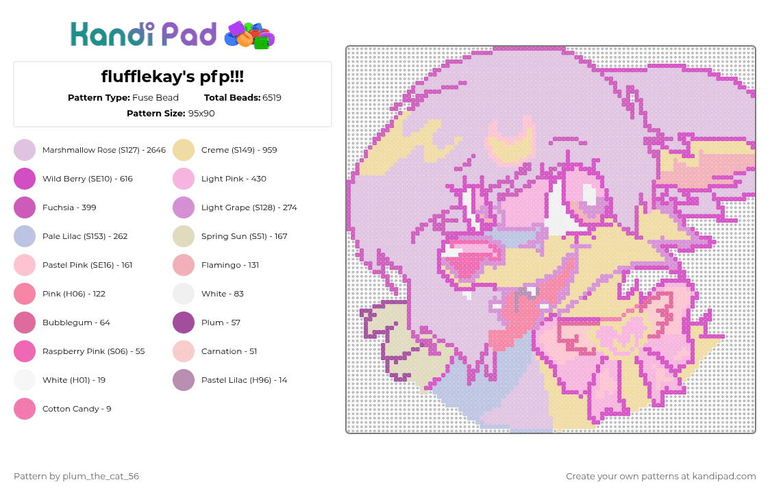 Pfp Pattern Flufflekay's pfp!!! Fuse Bead Pattern - Kandi Pad | Kandi Patterns ...