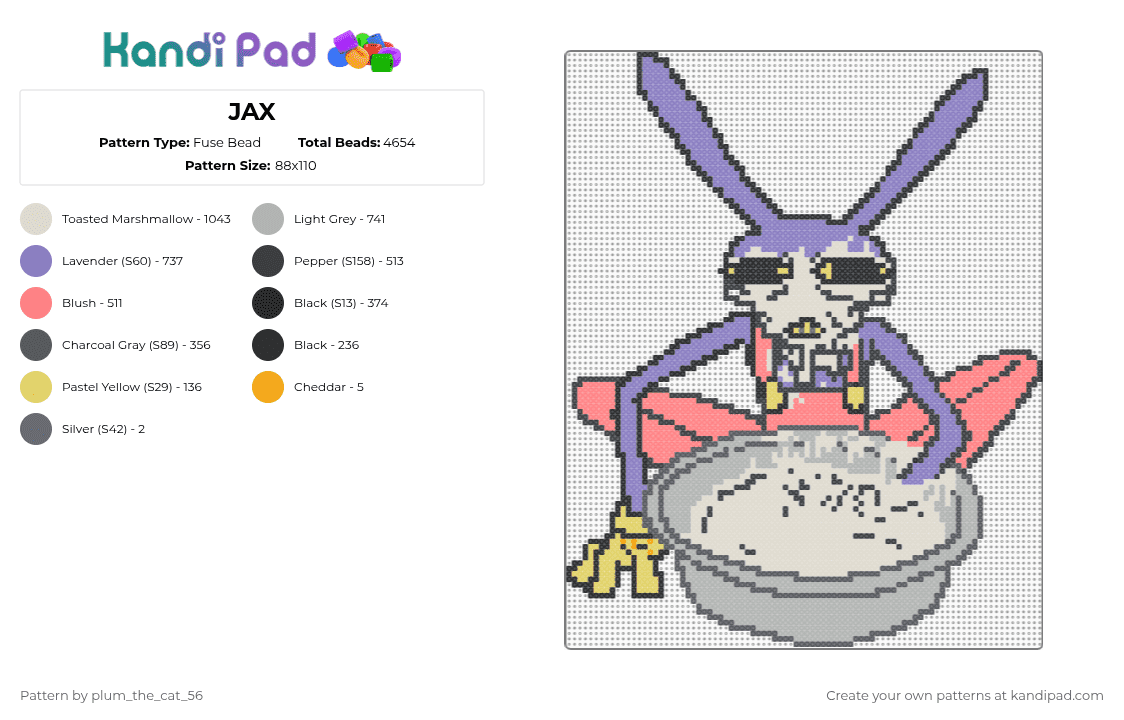 JAX - Fuse Bead Pattern by plum_the_cat_56 on Kandi Pad - beige,pink