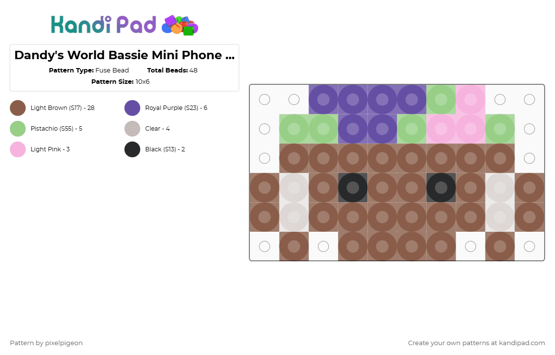 Dandy\'s World Bassie Mini Phone Charm - Fuse Bead Pattern by pixelpigeon on Kandi Pad - tan