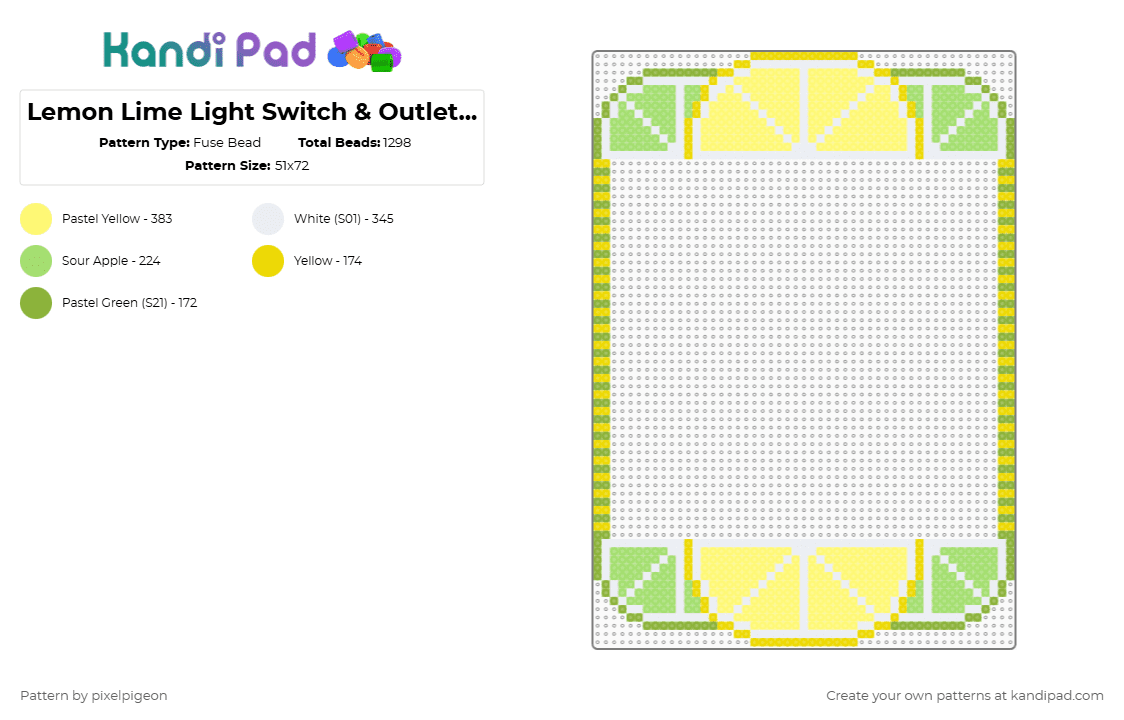 Lemon Lime Light Switch & Outlet Frame (2.6mm beads) - Fuse Bead Pattern by pixelpigeon on Kandi Pad - green,yellow