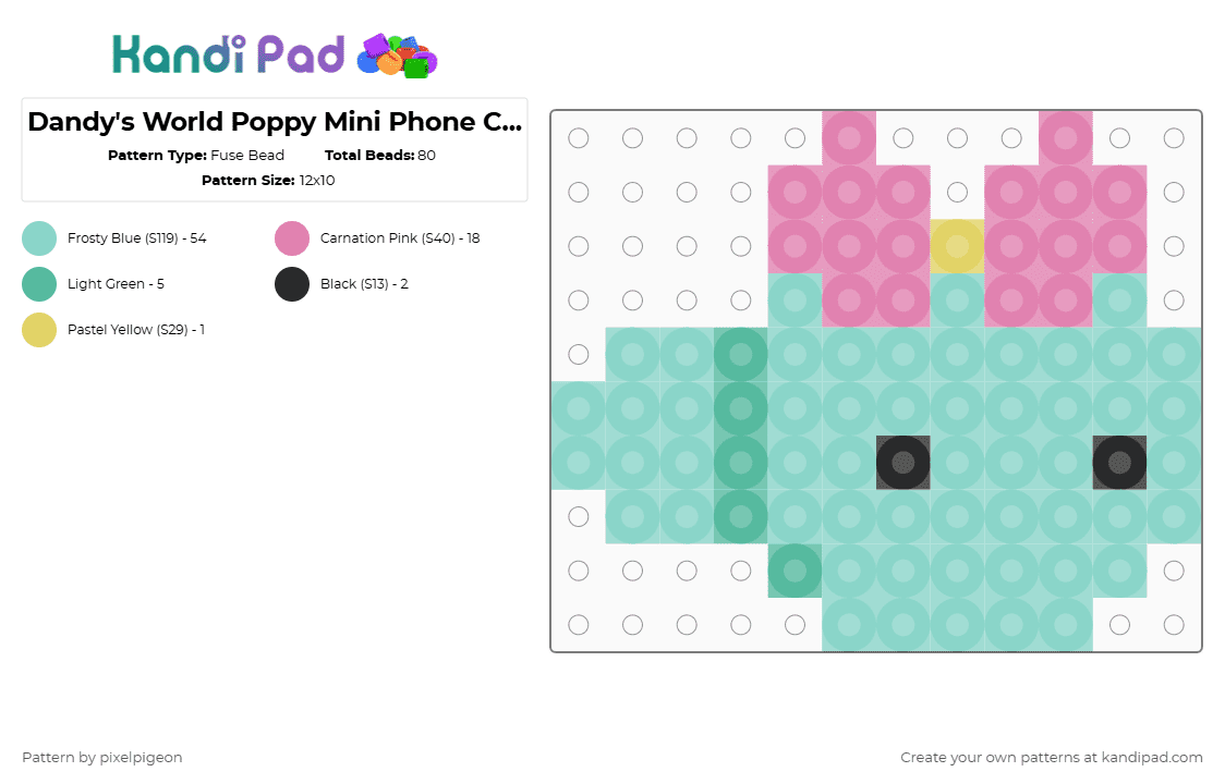 Dandy\'s World Poppy Mini Phone Charm - Fuse Bead Pattern by pixelpigeon on Kandi Pad - light blue