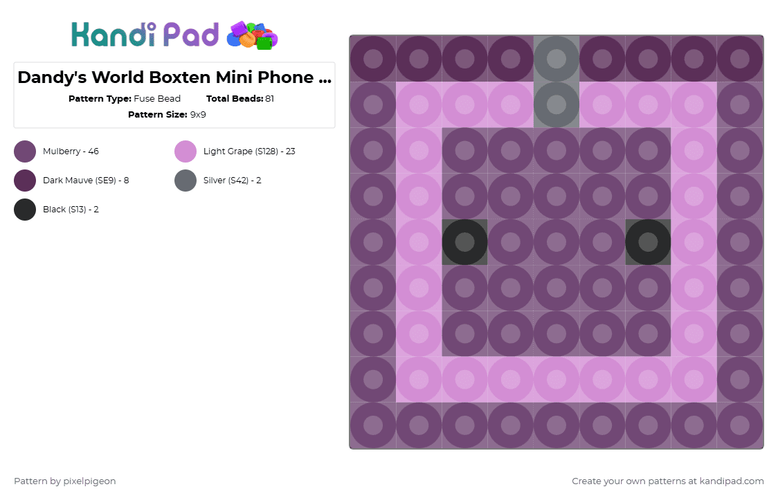 Dandy\'s World Boxten Mini Phone Charm - Fuse Bead Pattern by pixelpigeon on Kandi Pad - pink