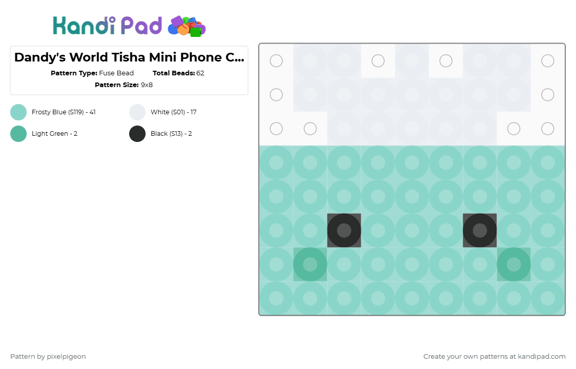 Dandy\'s World Tisha Mini Phone Charm - Fuse Bead Pattern by pixelpigeon on Kandi Pad - light blue