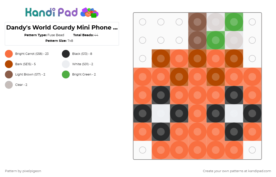 Dandy\'s World Gourdy Mini Phone Charm - Fuse Bead Pattern by pixelpigeon on Kandi Pad - orange
