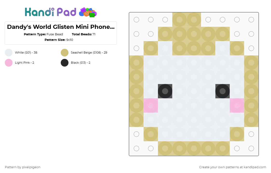 Dandy\'s World Glisten Mini Phone Charm - Fuse Bead Pattern by pixelpigeon on Kandi Pad - beige