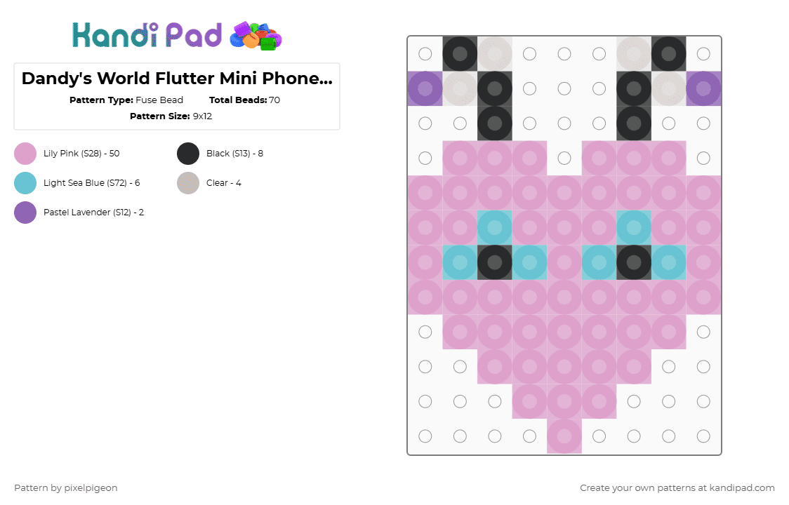 Dandy\'s World Flutter Mini Phone Charm - Fuse Bead Pattern by pixelpigeon on Kandi Pad - pink