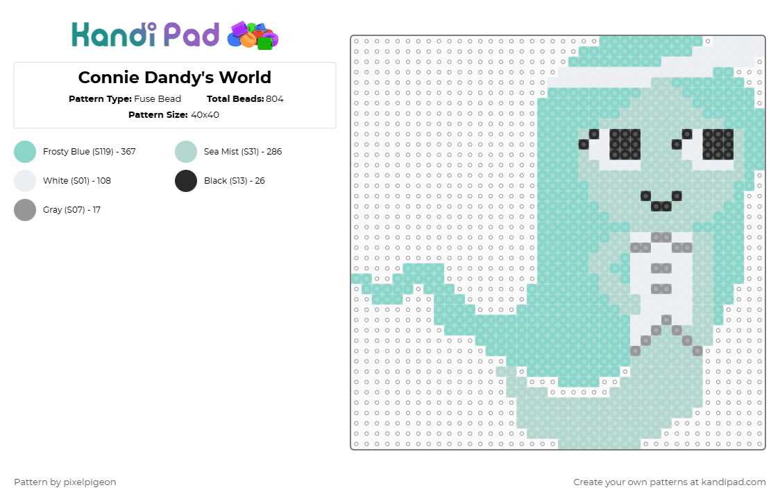 Connie Dandy\'s World - Fuse Bead Pattern by pixelpigeon on Kandi Pad - light blue