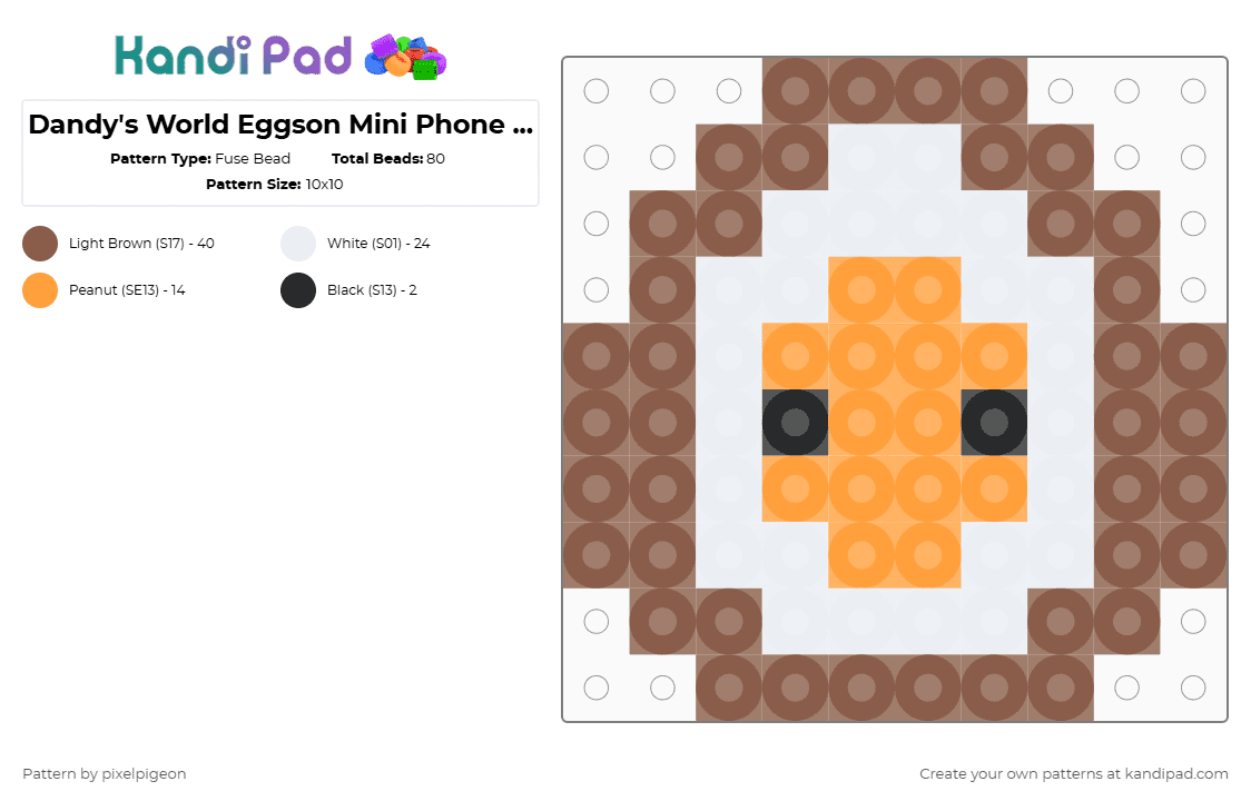 Dandy\'s World Eggson Mini Phone Charm - Fuse Bead Pattern by pixelpigeon on Kandi Pad - tan