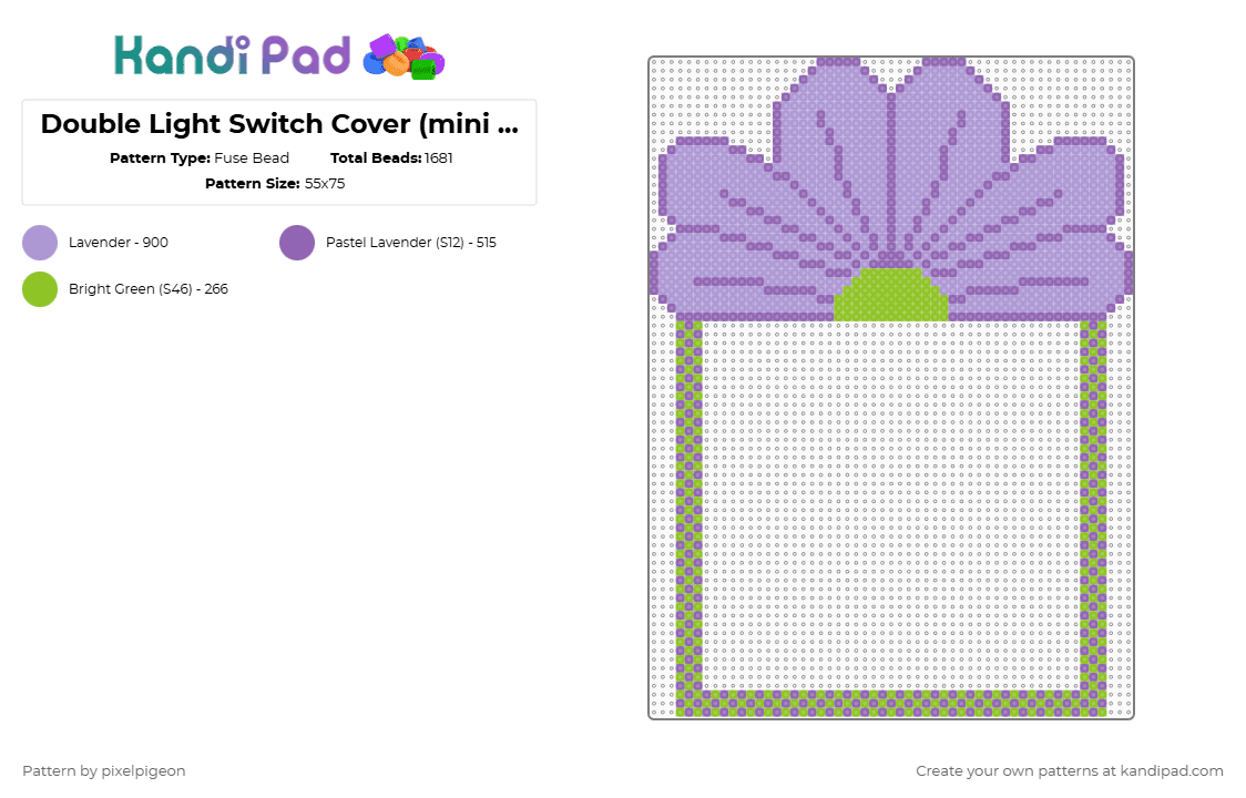 Flower Double Light Switch Frame (2.6mm beads) - Fuse Bead Pattern by pixelpigeon on Kandi Pad - pink,flower,lightswitch,retro