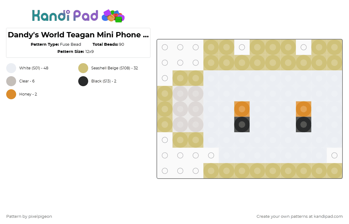 Dandy\'s World Teagan Mini Phone Charm - Fuse Bead Pattern by pixelpigeon on Kandi Pad - beige