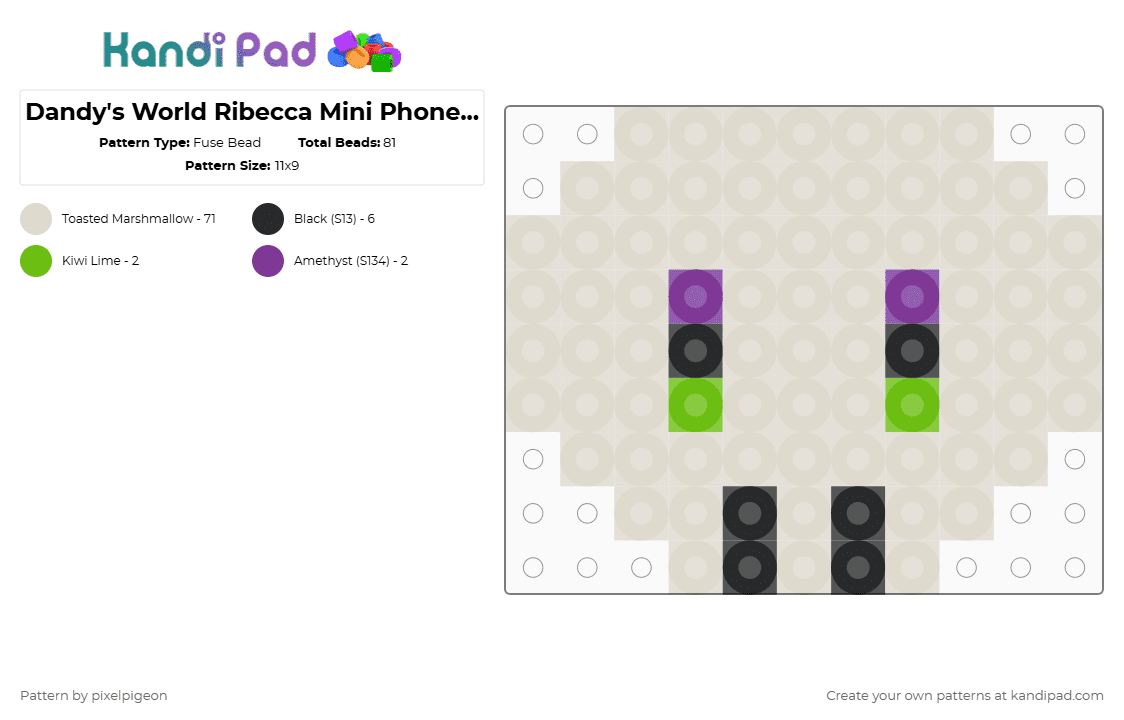 Dandy\'s World Ribecca Mini Phone Charm - Fuse Bead Pattern by pixelpigeon on Kandi Pad - beige