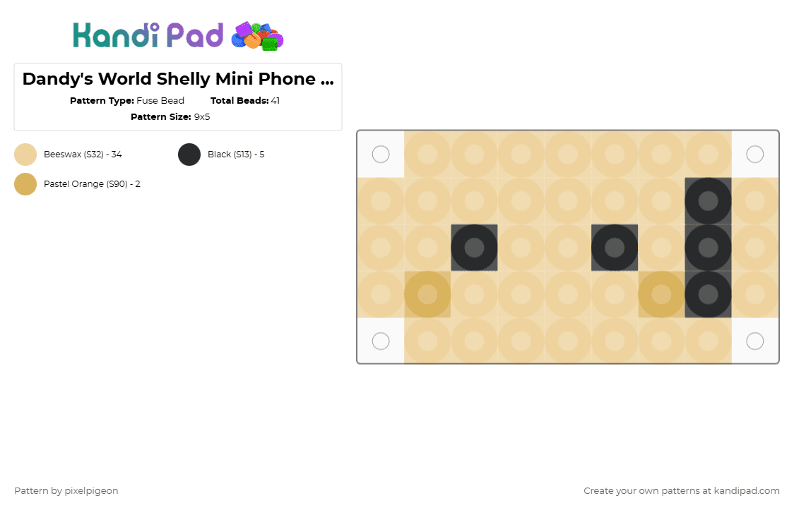 Dandy\'s World Shelly Mini Phone Charm - Fuse Bead Pattern by pixelpigeon on Kandi Pad - beige
