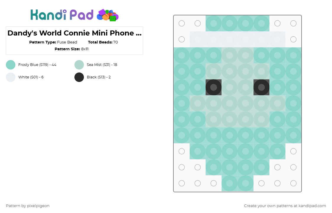Dandy\'s World Connie Mini Phone Charm - Fuse Bead Pattern by pixelpigeon on Kandi Pad - light blue
