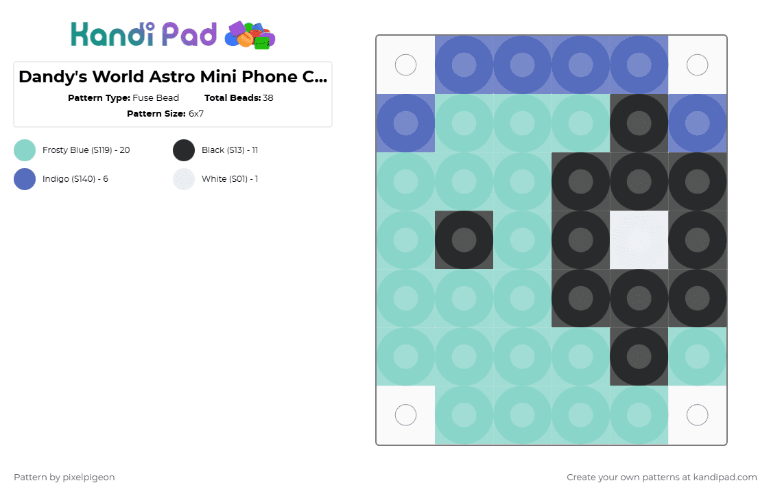 Dandy\'s World Astro Mini Phone Charm - Fuse Bead Pattern by pixelpigeon on Kandi Pad - light blue