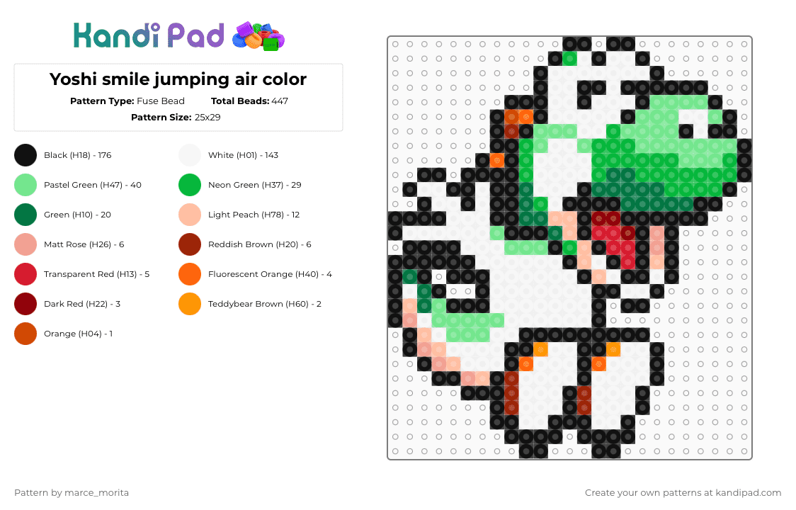 Yoshi Pattern Background Yoshi smile jumping air color Fuse Bead Pattern - Kandi Pad | Kandi ...