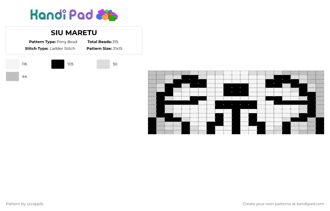 SIU MARETU - Pony Bead Pattern by zzzapple on Kandi Pad - maretu, miku, suck it up, vocaloid, white
