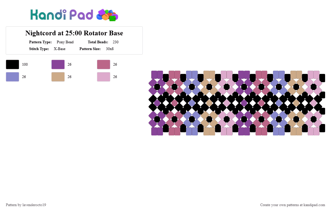 Nightcord at 25:00 Rotator Base - Pony Bead Pattern by lavenderocto19 on Kandi Pad - pink