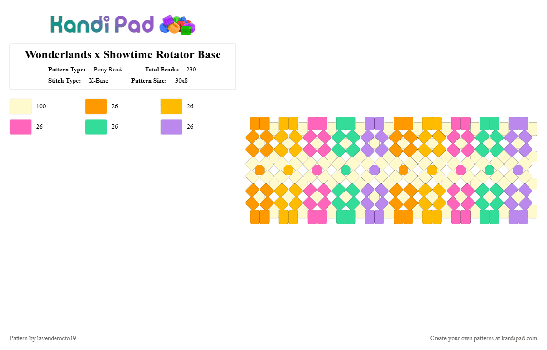 Wonderlands x Showtime Rotator Base - Pony Bead Pattern by lavenderocto19 on Kandi Pad - yellow