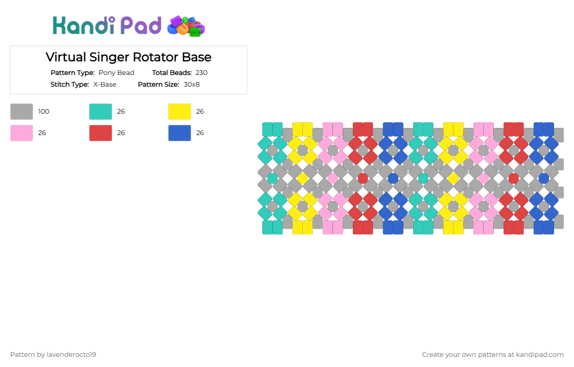 Virtual Singer Rotator Base - Pony Bead Pattern by lavenderocto19 on Kandi Pad - beige