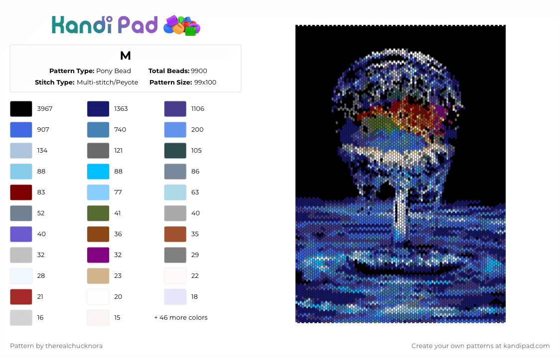 M - Pony Bead Pattern by therealchucknora on Kandi Pad - black, colorful, light blue, purple