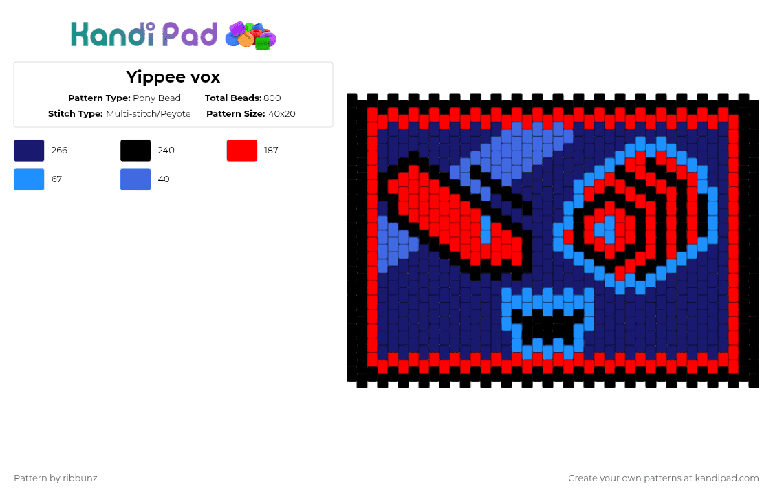 Yippee vox - Pony Bead Pattern by ribbunz on Kandi Pad - red,purple,vox,hazbin hotel,hazbin,awwww so awwwwww,cute