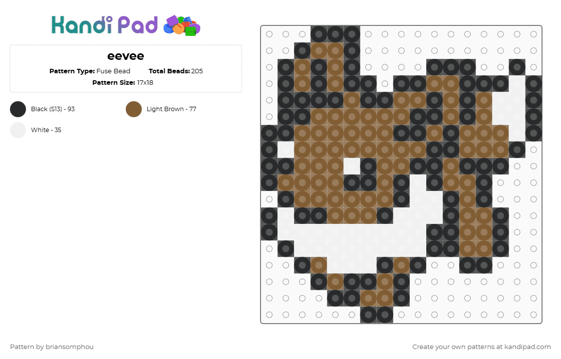 eevee - Fuse Bead Pattern by briansomphou on Kandi Pad - tan,white