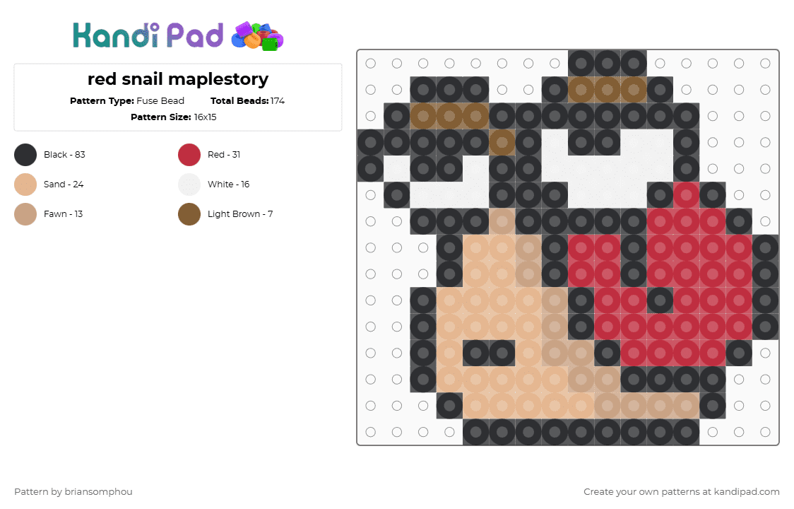 red snail maplestory - Fuse Bead Pattern by briansomphou on Kandi Pad - beige, red