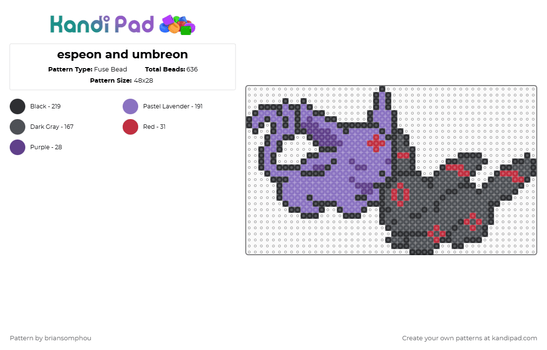 espeon and umbreon - Fuse Bead Pattern by briansomphou on Kandi Pad - blue,gray