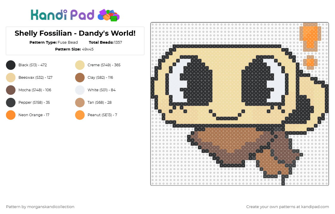 Shelly Fossilian - Dandy\'s World! - Fuse Bead Pattern by morganskandicollection on Kandi Pad - beige
