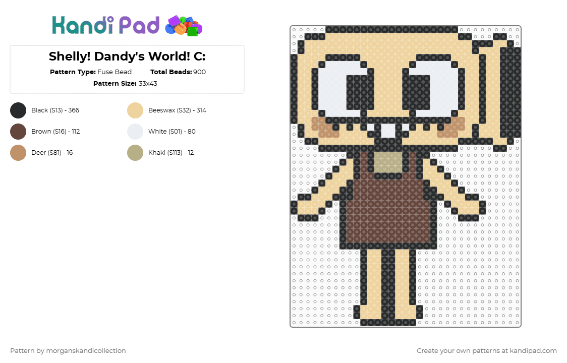 Shelly! Dandy\'s World! C: - Fuse Bead Pattern by morganskandicollection on Kandi Pad - beige
