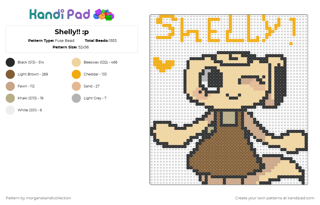 Shelly!! :p - Fuse Bead Pattern by morganskandicollection on Kandi Pad - beige