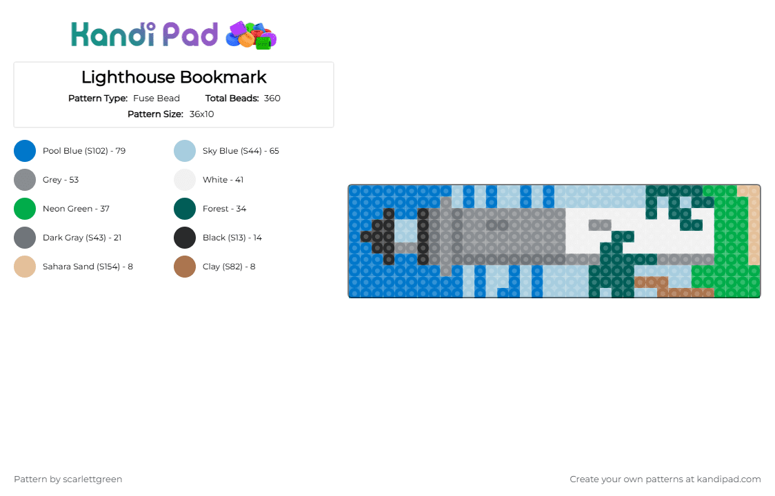 Lighthouse Bookmark - Fuse Bead Pattern by scarlettgreen on Kandi Pad - gray,light blue,blue