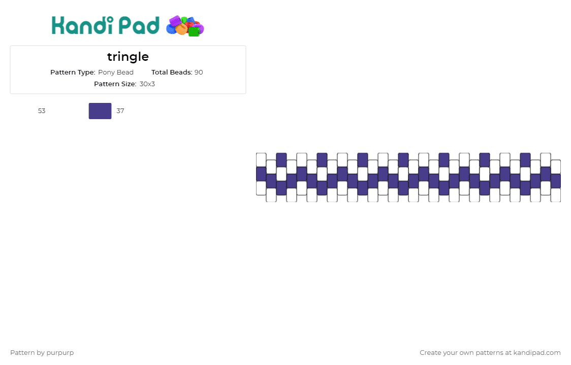 tringle - Pony Bead Pattern by purpurp on Kandi Pad - zig zag,geometric,cuff,triangle,white,purple