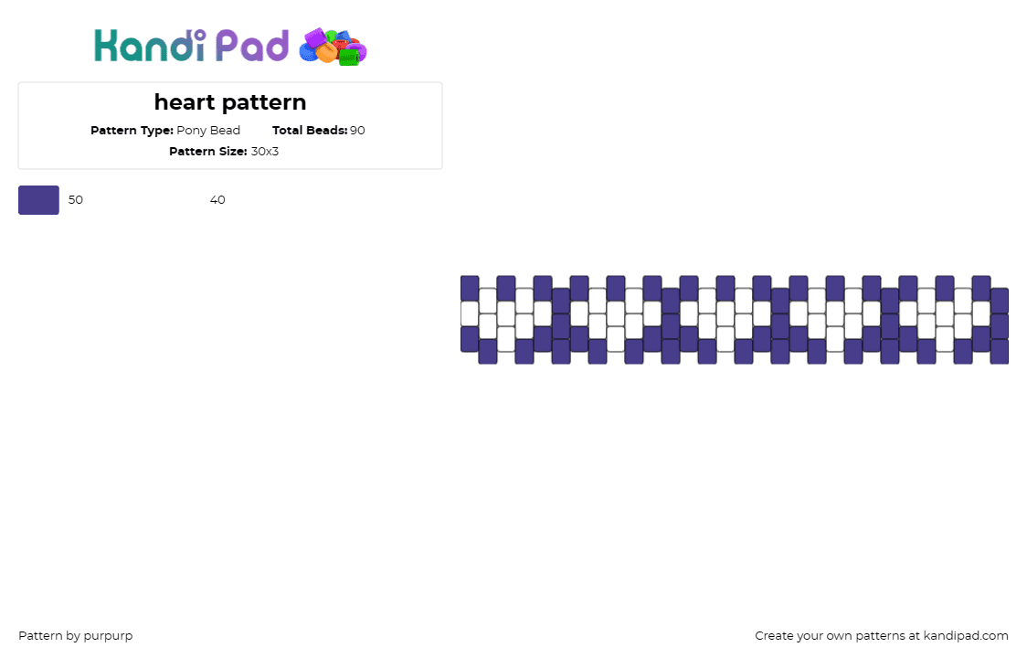 heart pattern - Pony Bead Pattern by purpurp on Kandi Pad - hearts,cuff,romantic,love,valentine,geometric,elegant,white