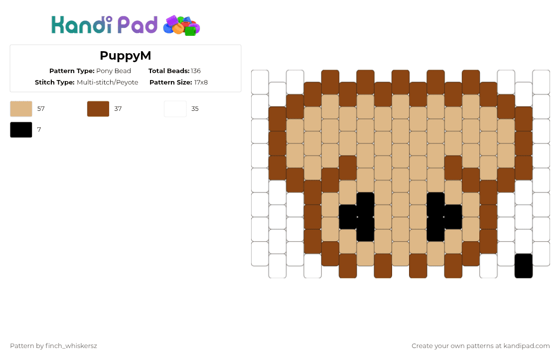 PuppyM - Pony Bead Pattern by gh0st_1z_c00l on Kandi Pad - red,beige,skz,skzoo,straykids,seungmin,puppym,kpop