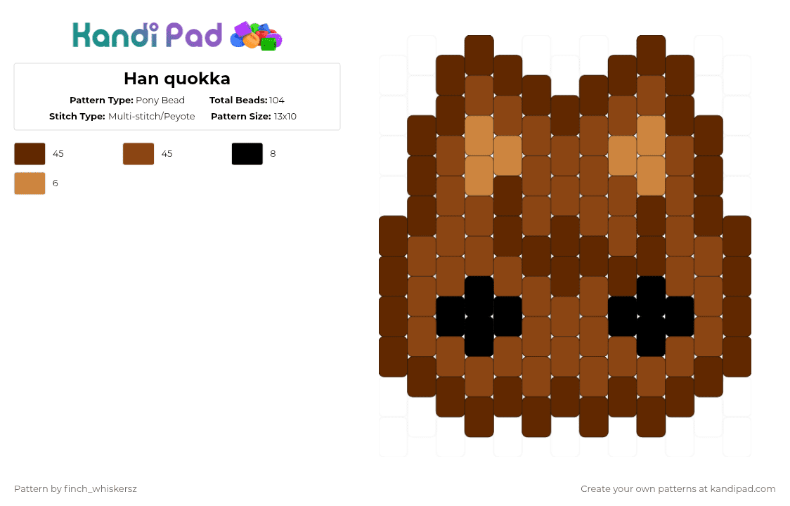 Han quokka - Pony Bead Pattern by gh0st_1z_c00l on Kandi Pad - brown,red,skz,skzoo,straykids,kpop,han,hanquokka