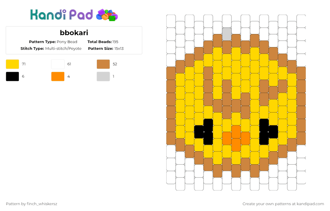 bbokari - Pony Bead Pattern by gh0st_1z_c00l on Kandi Pad - orange,yellow,skz,skzoo,straykids,felix,bbokari,kpop