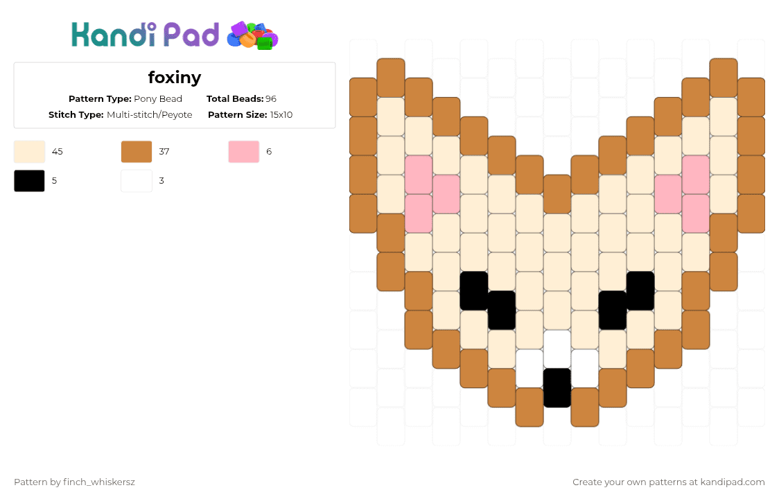 foxiny - Pony Bead Pattern by gh0st_1z_c00l on Kandi Pad - orange,beige,skz,skzoo,straykids,kpop,in,jeongin,foxiny