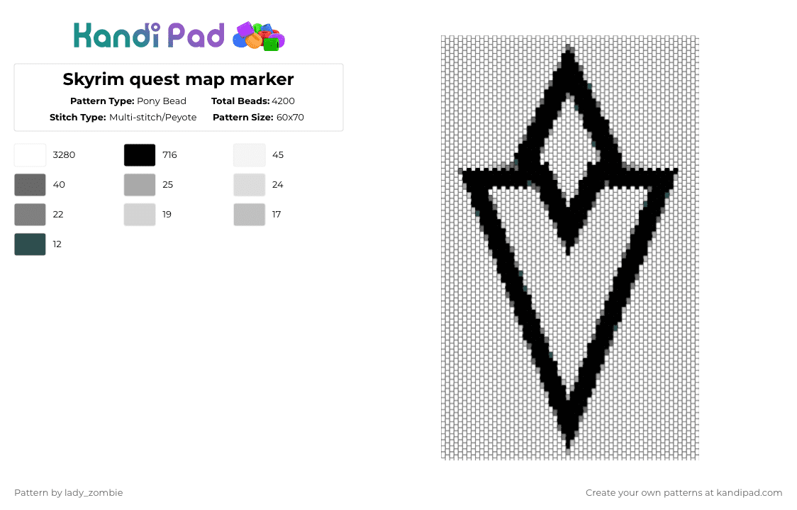 Skyrim quest map marker - Pony Bead Pattern by lady_zombie on Kandi Pad - white,gray,beige,skyrim,video game