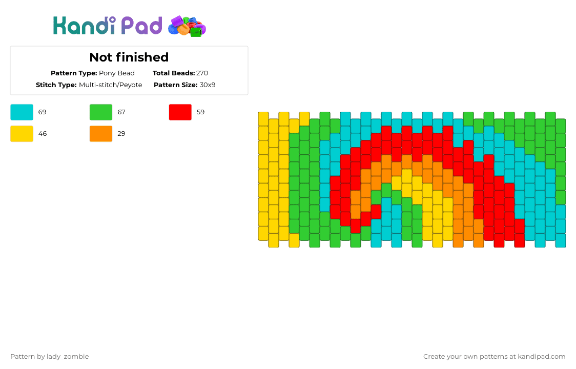 Tie dye swirl - Pony Bead Pattern by lady_zombie on Kandi Pad - green,light blue,red,tie dye,colourful,rainbow