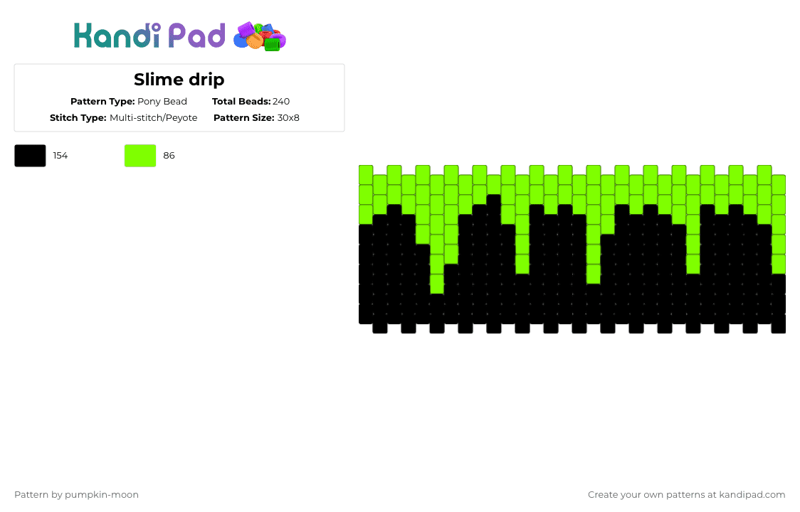Slime drip - Pony Bead Pattern by lady_zombie on Kandi Pad - green,black