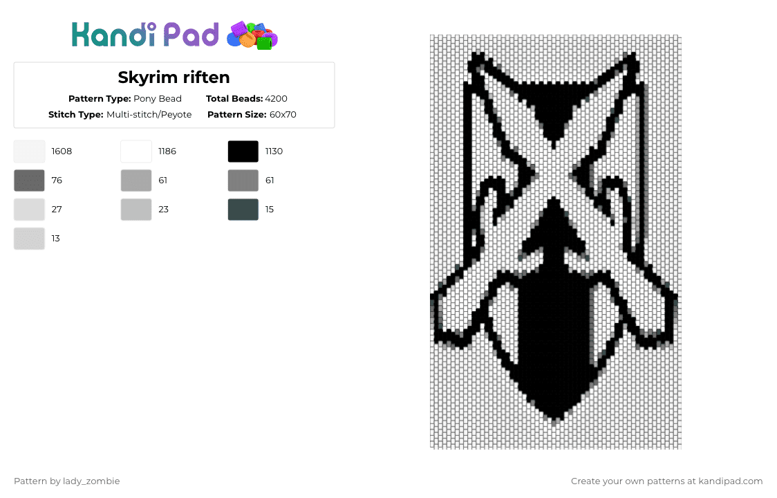 Skyrim riften - Pony Bead Pattern by lady_zombie on Kandi Pad - white,beige,gray,skyrim,video game,riften