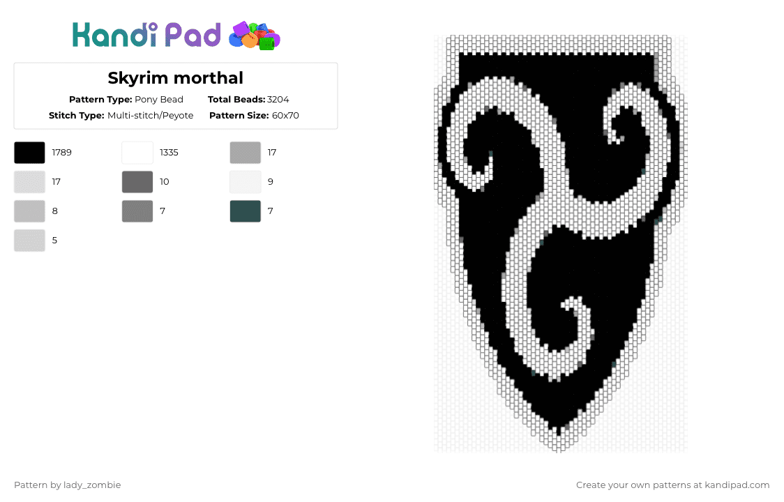 Skyrim morthal - Pony Bead Pattern by lady_zombie on Kandi Pad - black,white,beige,gray,video game,skyrim