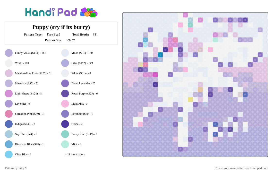 Puppy (sry if its blurry) - Fuse Bead Pattern by kitty28 on Kandi Pad - 