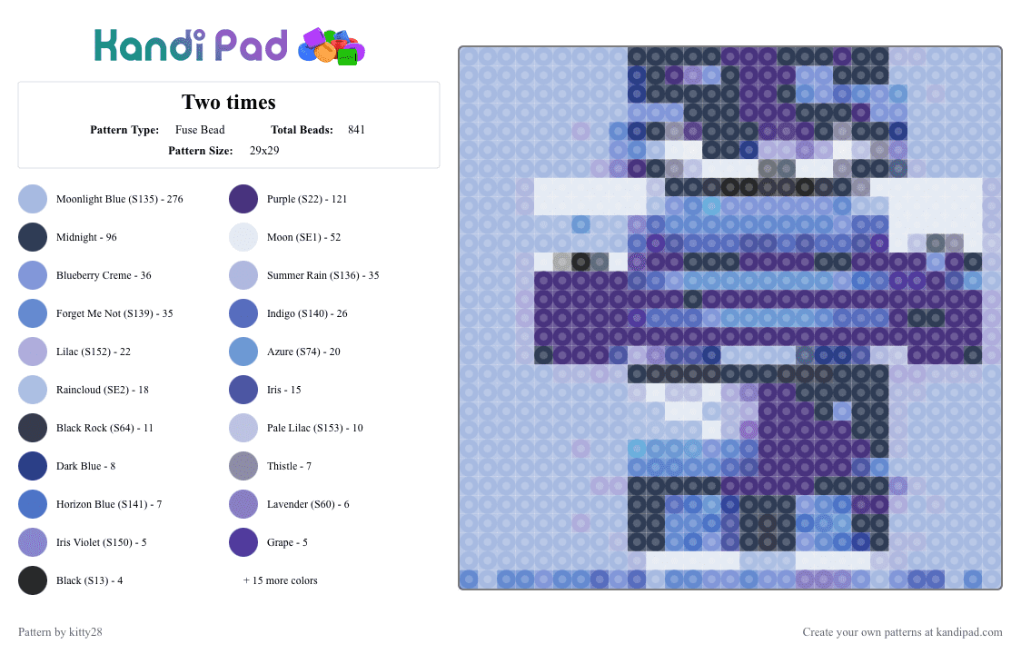 Two times - Fuse Bead Pattern by kitty28 on Kandi Pad - 
