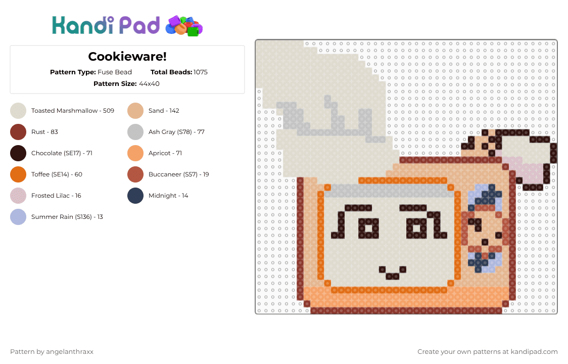 Cookieware! - Fuse Bead Pattern by angelanthraxx on Kandi Pad - beige,die of death,cookieware,badware skin,roblox,die of death roblox