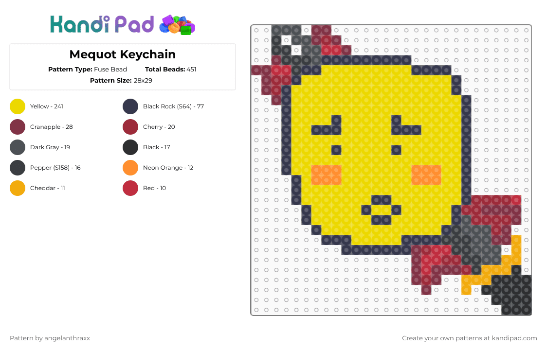 Mequot Keychain - Fuse Bead Pattern by angelanthraxx on Kandi Pad - purple,yellow,blood warning,mequot,die of death,roblox,roblox die of death,happy face